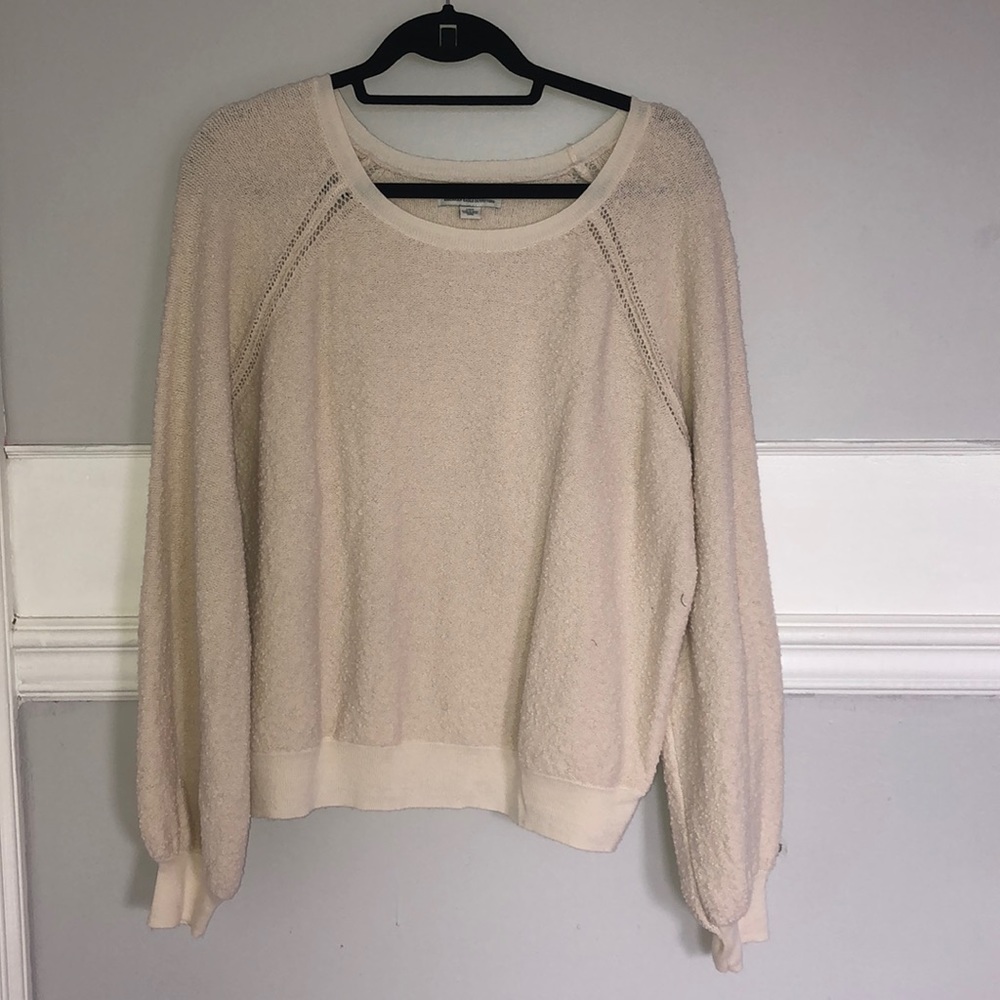 American Eagle Cream Crew Neck Sweater